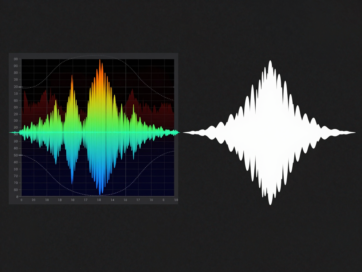Confronto visivo tra l'analisi dello spettro, della dinamica e dell'immagine stereo di un brano rock indipendente e uno di elettronica minimale.